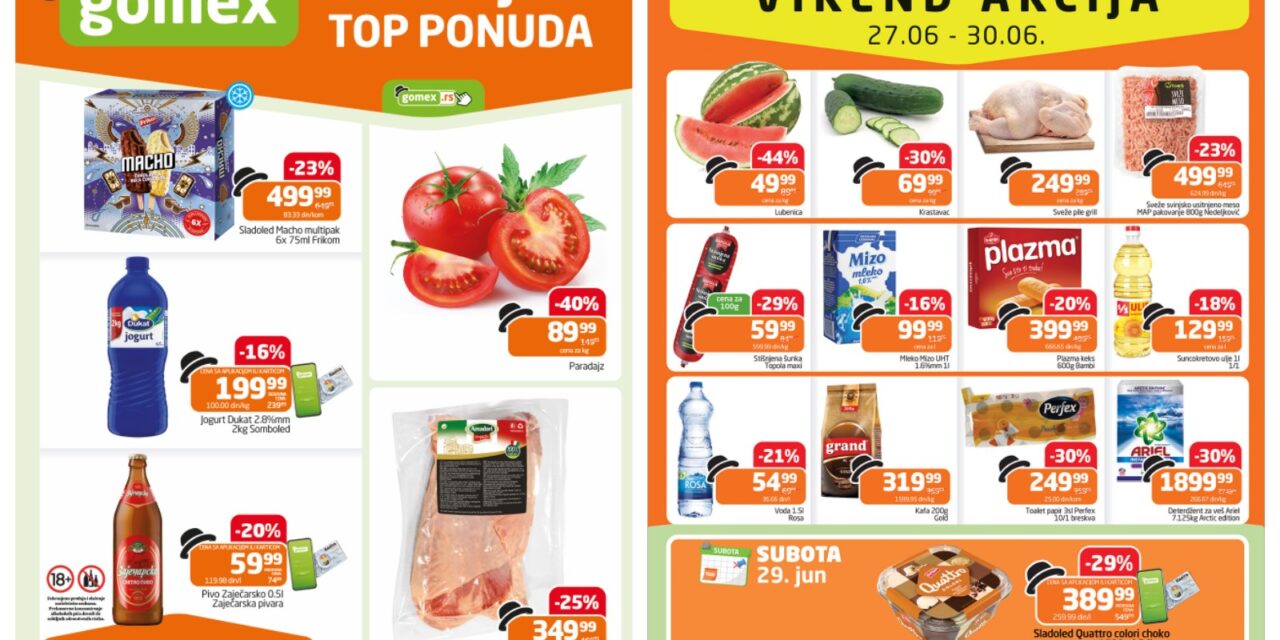 Gomex nedeljna ponuda + vikend akcija