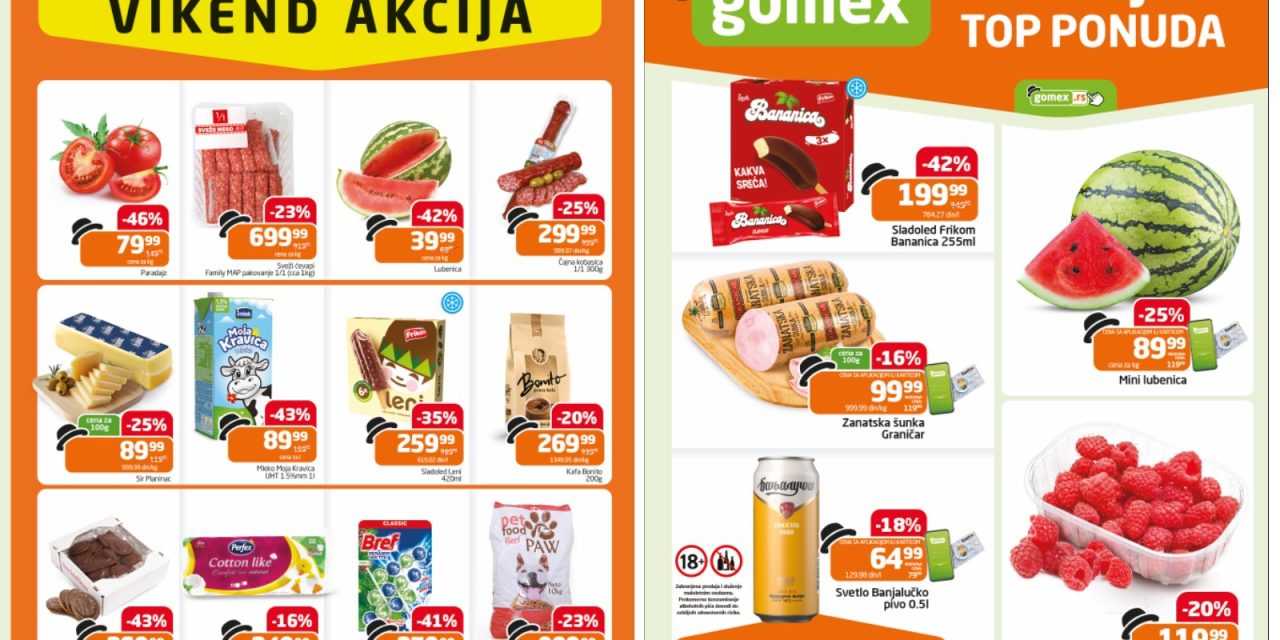 Pogledajte Gomex nedeljnu top ponudu i vikend akciju